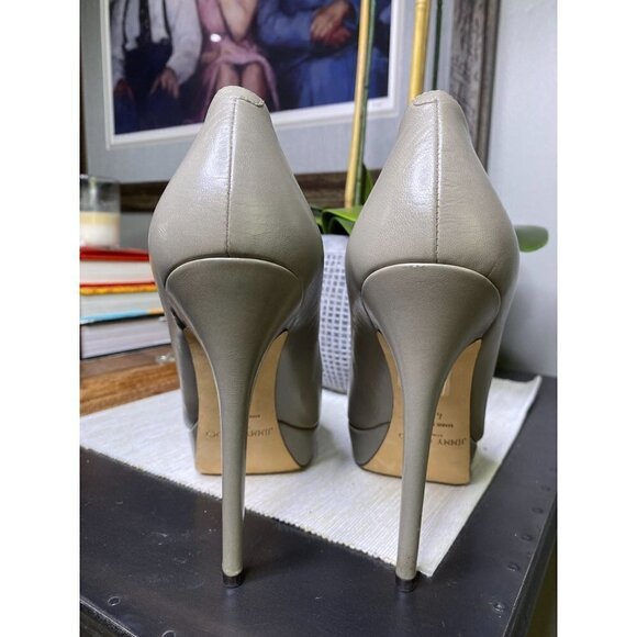 Jimmy Choo Alex Platform Pumps Gray Taupe Women's Size 40.5 US 10.5 - Picture 4 of 7